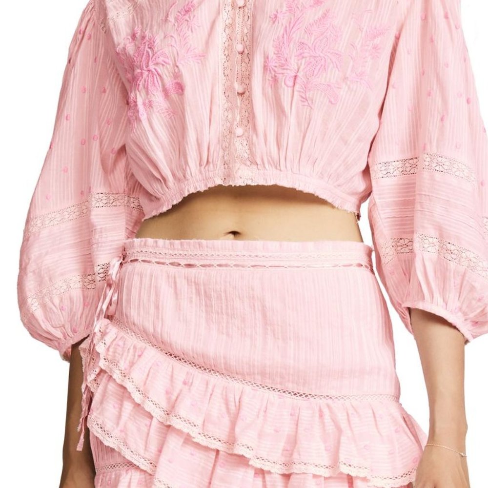 LoveShackFancy Ophelia Pink Top XS
